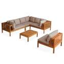 Conjunto de jardín de 6 plazas con mesa de madera de eucalipto FSC®