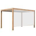 Pérgola bioclimática autoportante 4x3m motorizada/iluminada techo de aluminio blanco efecto madera con 1, 2 o 3 persianas