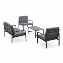 Conjunto de jardín bajo 4 plazas de aluminio compuesto de un sofá, 2 sillones y una mesa de centro