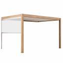Pérgola bioclimática adosada 4x3m motorizada/iluminada con techo de aluminio blanco efecto madera de 1, 2 o 3 persianas