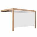 Pérgola bioclimática adosada 4x3m motorizada/iluminada con techo de aluminio blanco efecto madera de 1, 2 o 3 persianas