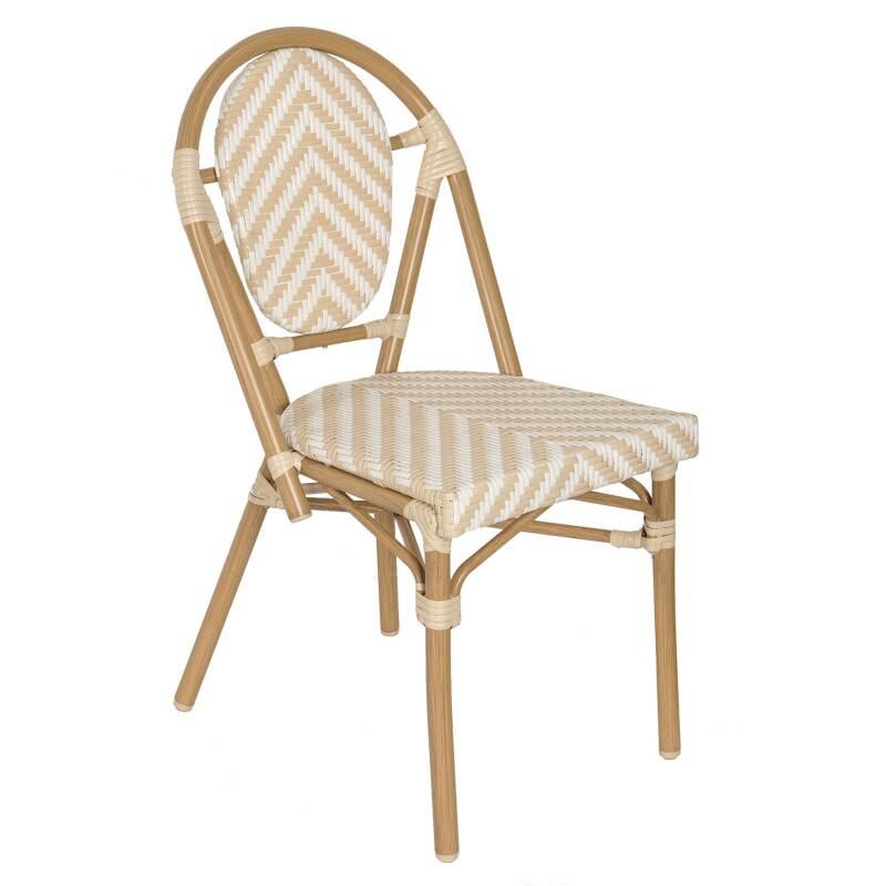 Silla de jardín estilo bistro parisino en aluminio y ratán sintético