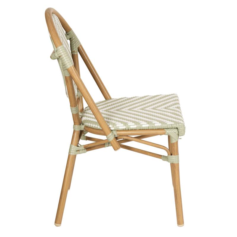Silla de jardín estilo bistro parisino en aluminio y ratán sintético (3/6)