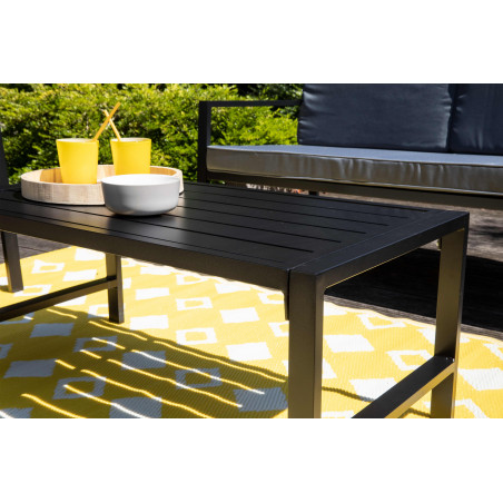 Conjunto de jardín bajo 4 plazas de aluminio compuesto de un sofá, 2 sillones y una mesa de centro