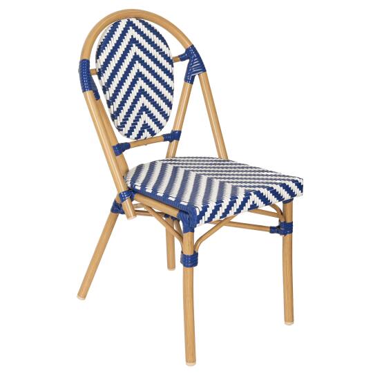 Silla de jardín estilo bistro parisino en aluminio y ratán sintético