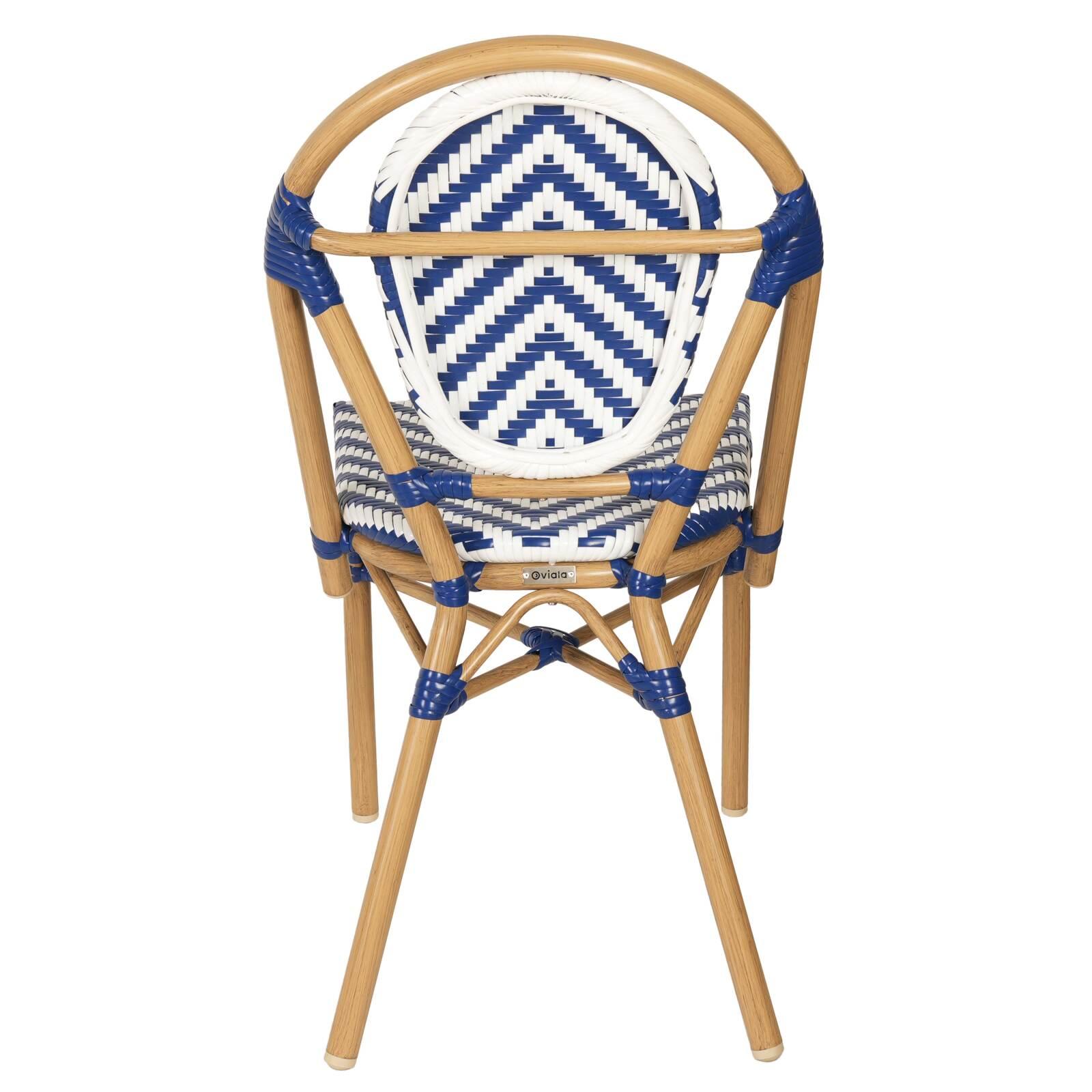 Silla de jardín estilo bistro parisino en aluminio y ratán sintético