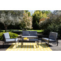 Conjunto de jardín bajo 4 plazas de aluminio compuesto de un sofá, 2 sillones y una mesa de centro