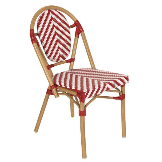 Silla de jardín estilo bistro parisino en aluminio y ratán sintético