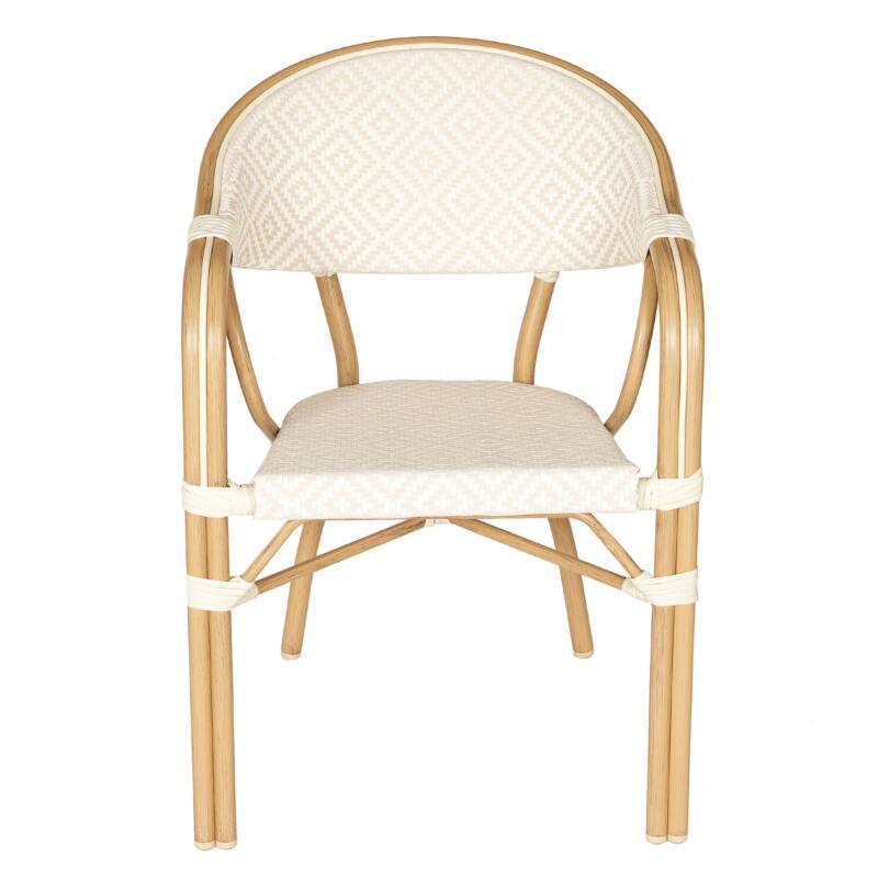 Silla de jardín estilo bistro parisino en aluminio y ratán sintético