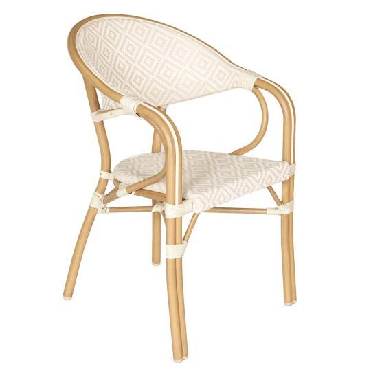 Silla de jardín estilo bistro parisino en aluminio y ratán sintético
