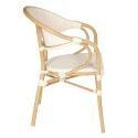 Silla de jardín estilo bistro parisino en aluminio y ratán sintético