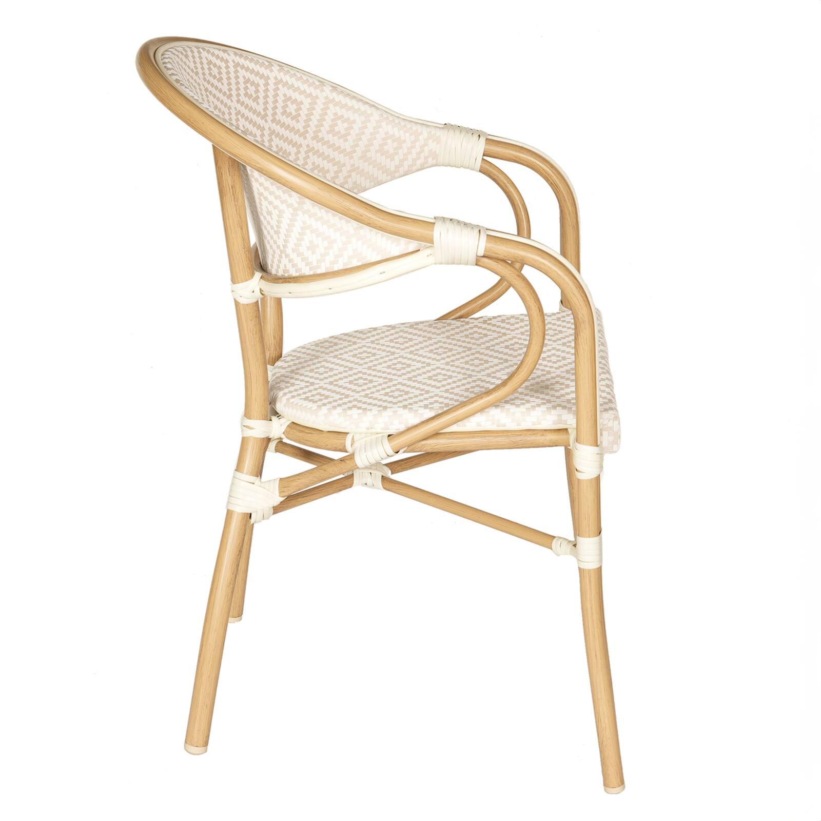 Silla de jardín estilo bistro parisino en aluminio y ratán sintético