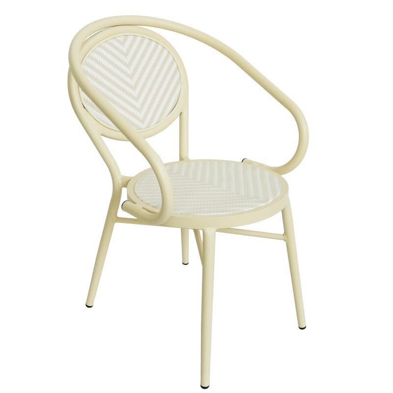 Silla de jardín estilo bistro parisino en aluminio y ratán sintético