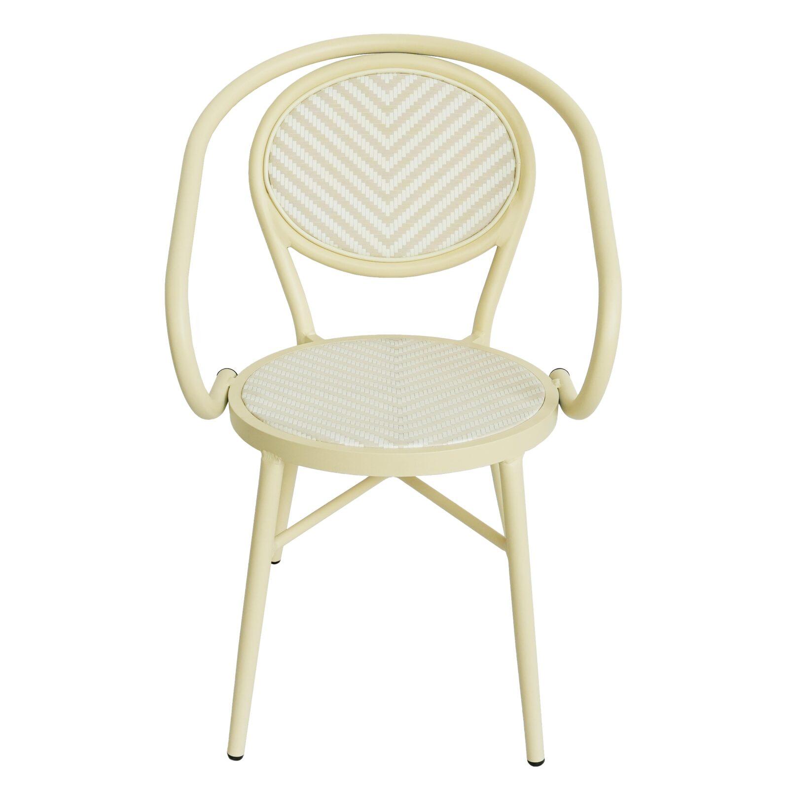 Silla de jardín estilo bistro parisino en aluminio y ratán sintético