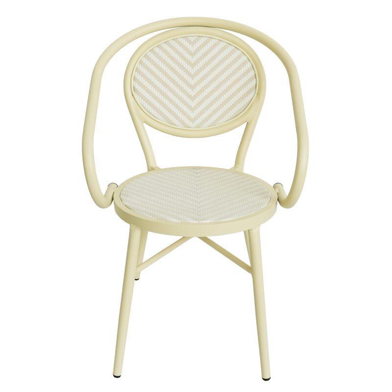 Silla de jardín estilo bistro parisino en aluminio y ratán sintético