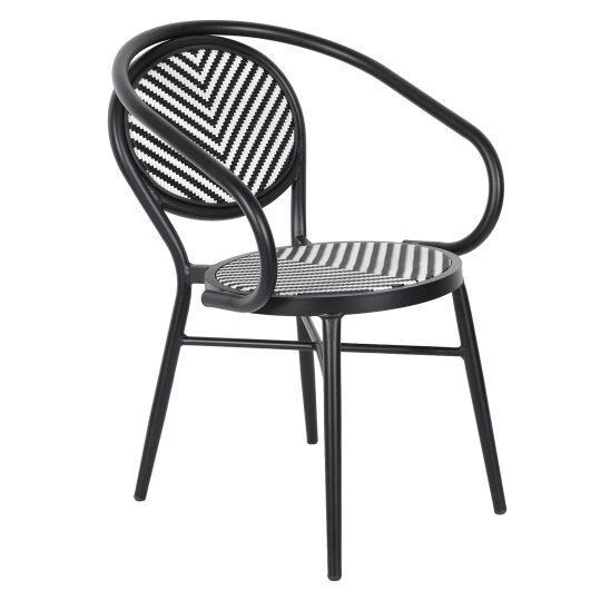 Silla de jardín estilo bistro parisino en aluminio y ratán sintético