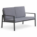 Conjunto de jardín bajo 4 plazas de aluminio compuesto de un sofá, 2 sillones y una mesa de centro