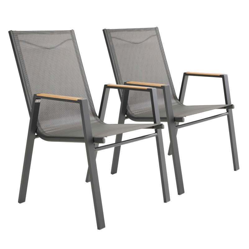 Silla de jardín de aluminio y textileno - Juego de 2