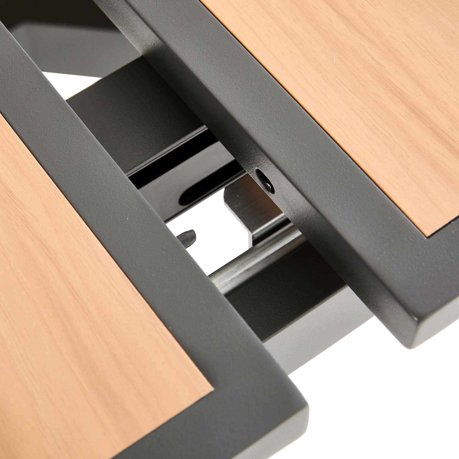 Mesa de jardín extensible rectangular (187/250 x 90 x 77 cm) en aluminio y efecto madera