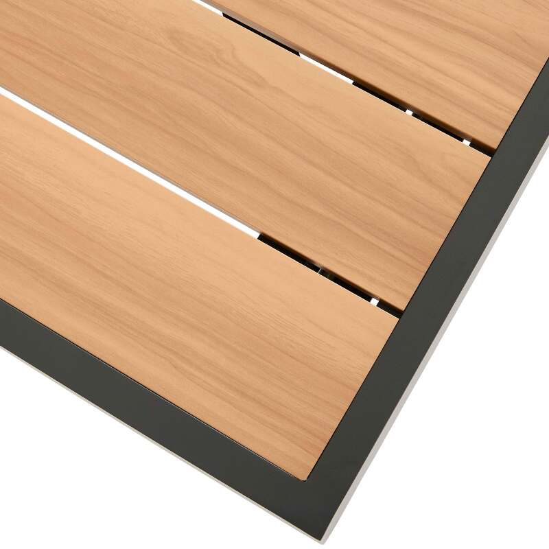 Mesa de jardín extensible rectangular (187/250 x 90 x 77 cm) en aluminio y efecto madera