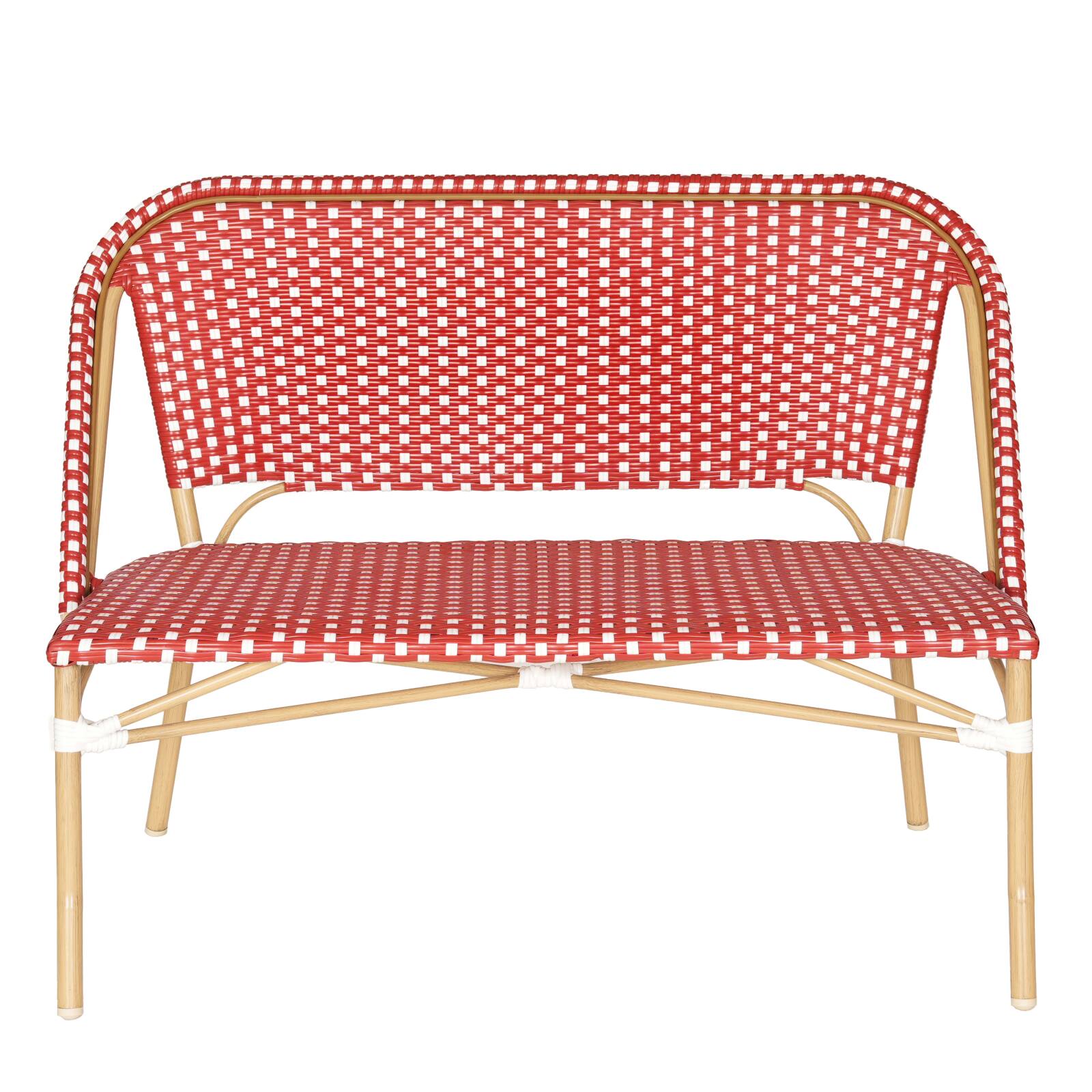 Banco de jardín de aluminio y ratán sintético  Banco de jardín de aluminio y ratán sintético