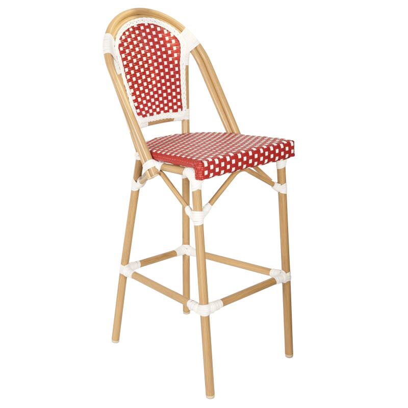 Silla alta de jardín de aluminio y ratán sintético 