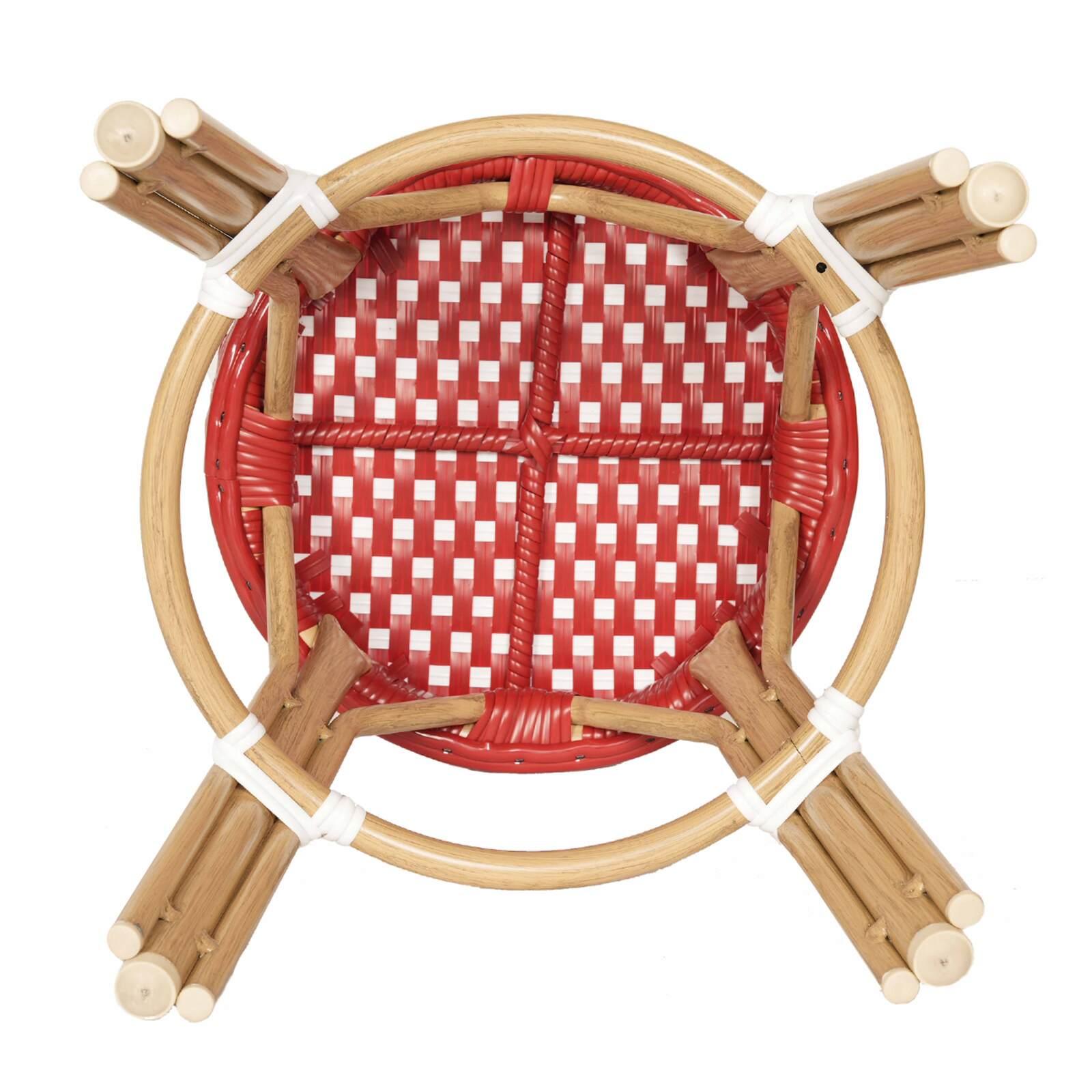 Taburete bajo de aluminio y ratán sintético 