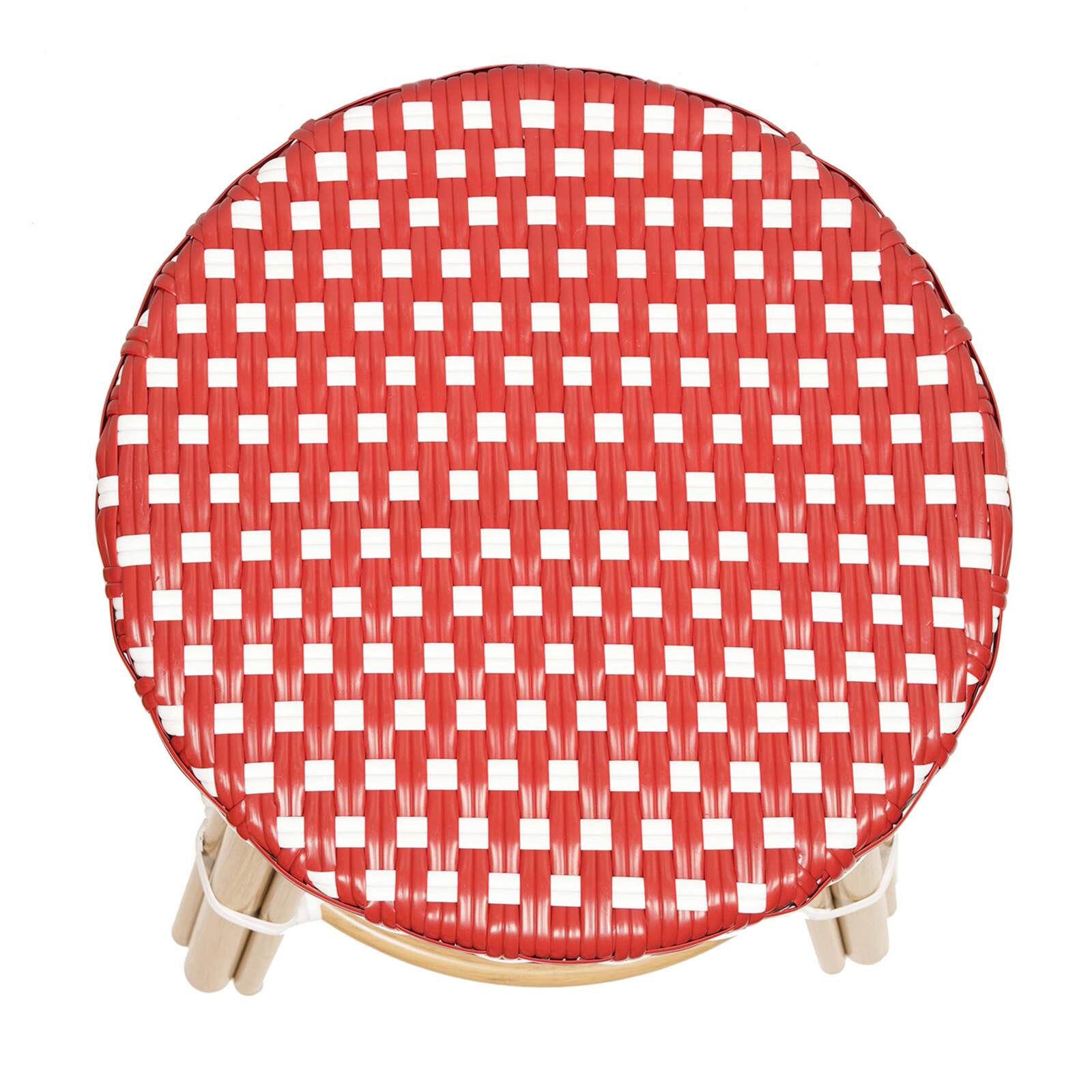 Taburete bajo de aluminio y ratán sintético 