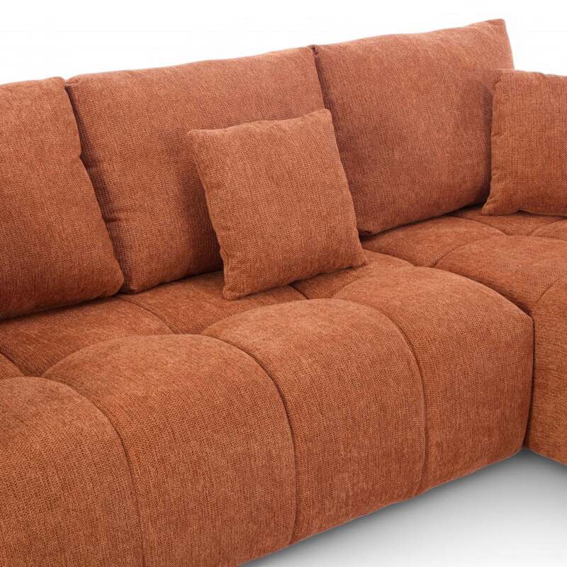 Sofá esquinero con chaise longue recta de poliéster acanalado de 3 plazas