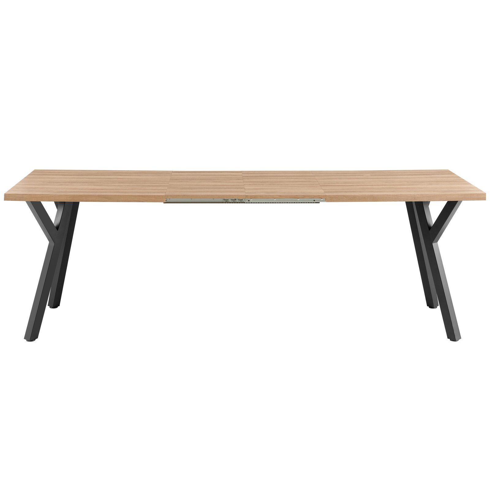 Mesa de comedor extensible rectangular (160/240 x 90 x 76 cm) en MDF con decoración en melamina