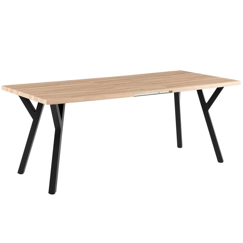 Mesa de comedor extensible rectangular (160/240 x 90 x 76 cm) en MDF con decoración en melamina