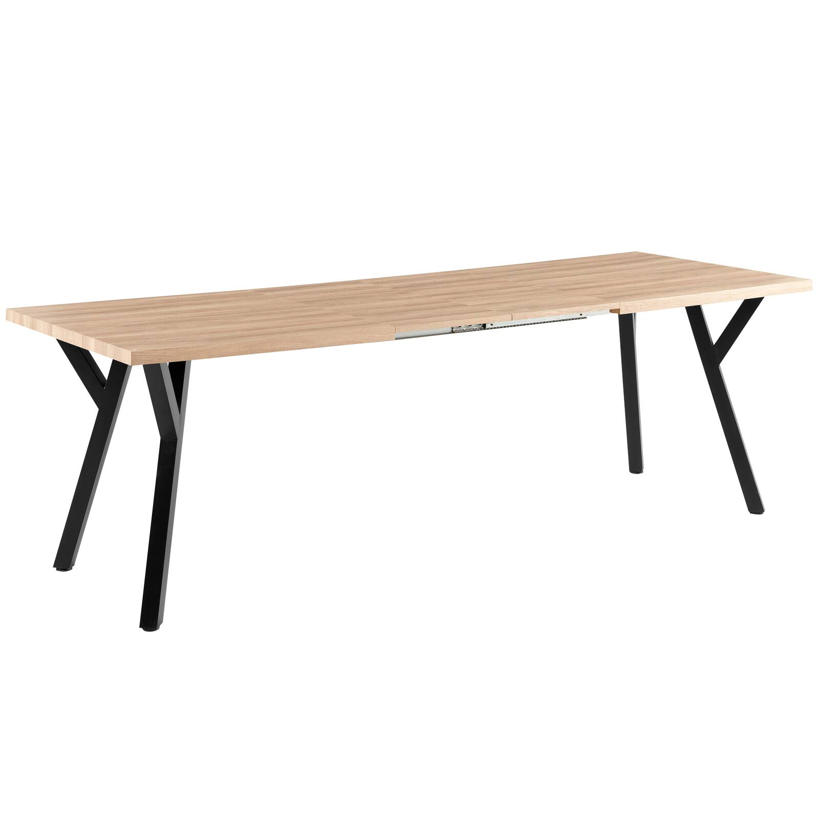 Mesa de comedor extensible rectangular (160/240 x 90 x 76 cm) en MDF con decoración en melamina