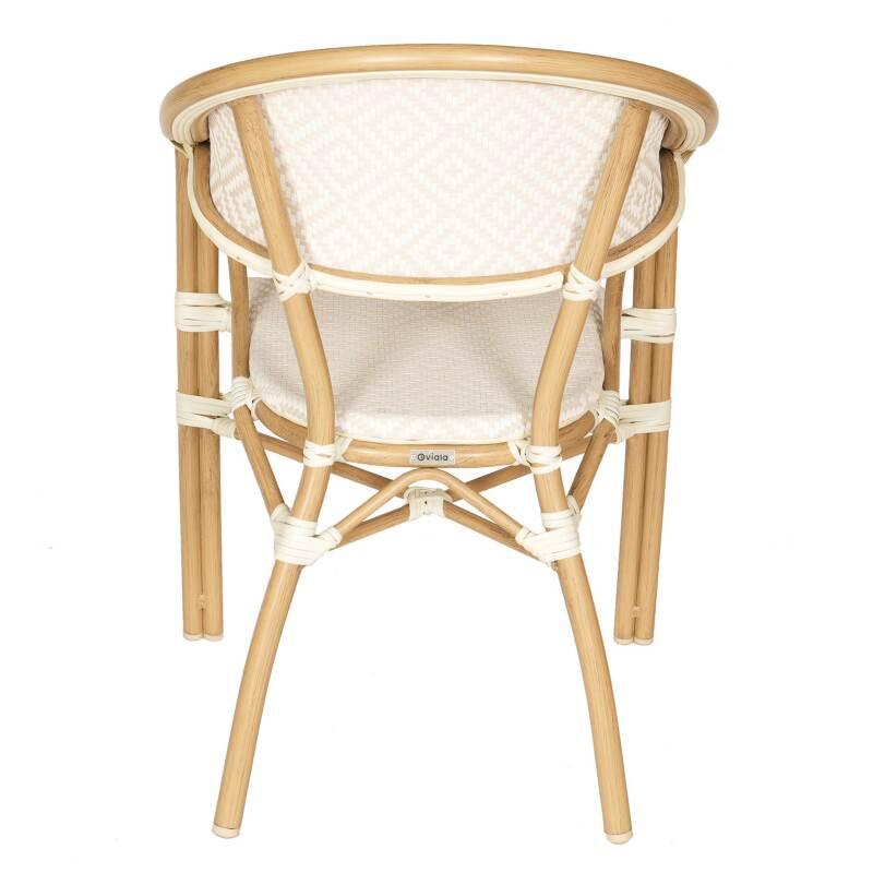 Silla de jardín estilo bistro parisino en aluminio y ratán sintético (3/5)