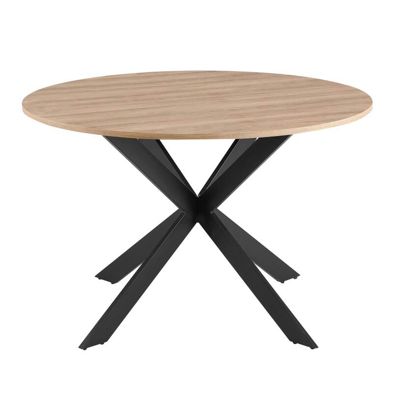 Mesa de comedor redonda Ø 120 cm en MDF con lámina de aluminio