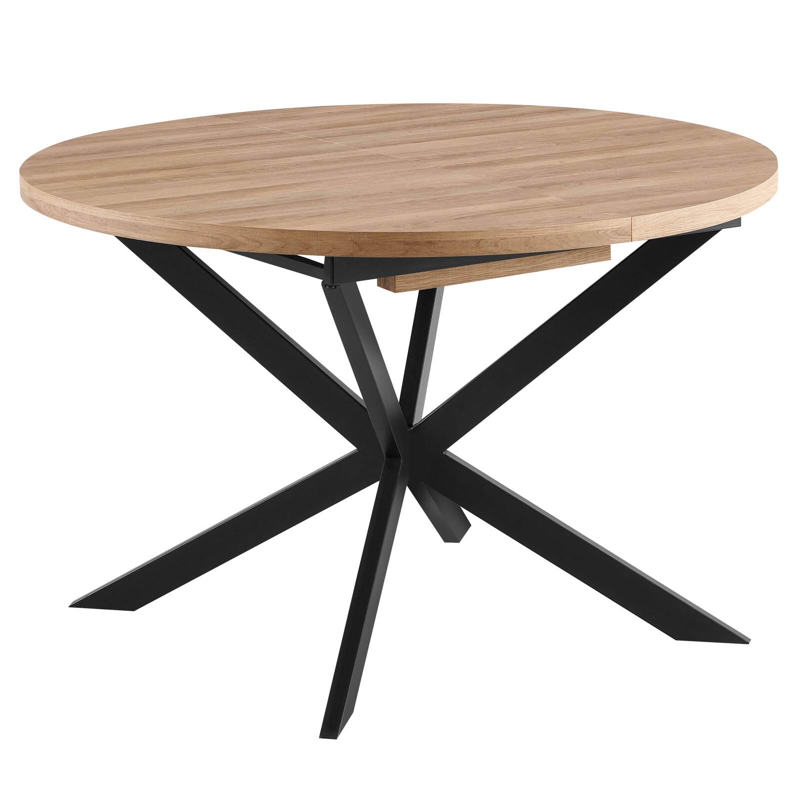 Mesa de comedor redonda (Ø120/160 x 75,5 cm) en MDF con lámina de aluminio 