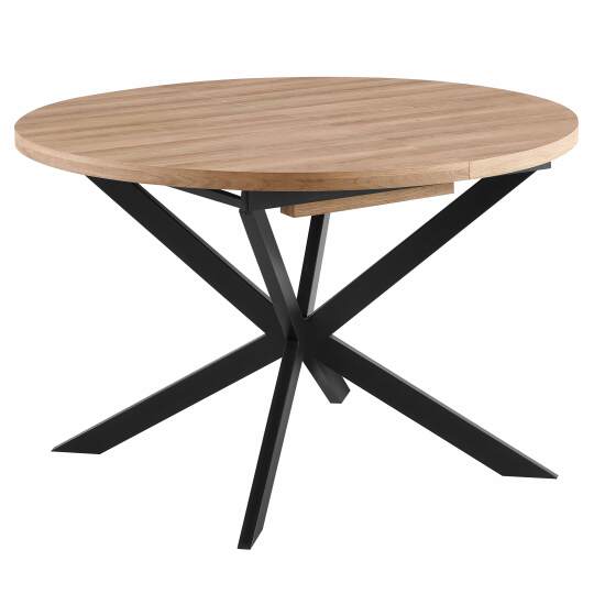 Mesa de comedor redonda (Ø120/160 x 75,5 cm) en MDF con lámina de aluminio
