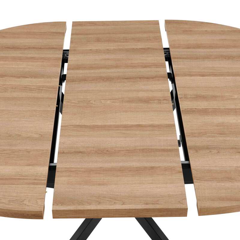 Mesa de comedor redonda (Ø120/160 x 75,5 cm) en MDF con lámina de aluminio 