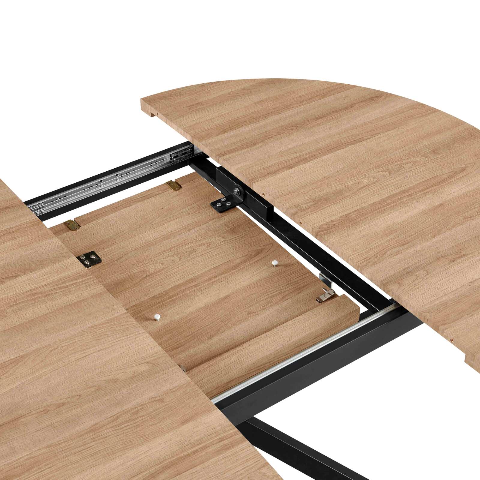 Mesa de comedor redonda (Ø120/160 x 75,5 cm) en MDF con lámina de aluminio 