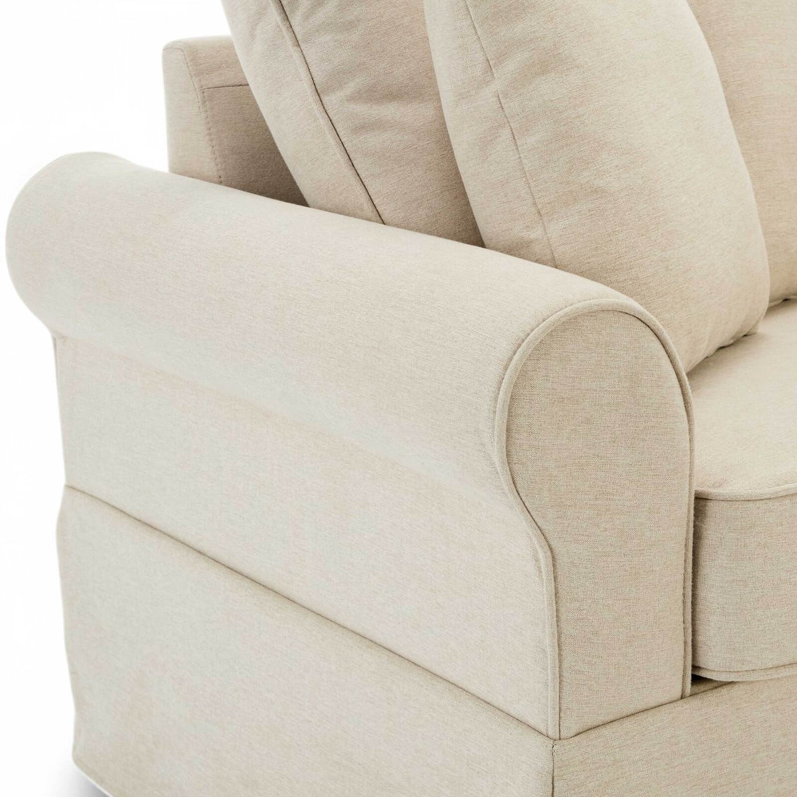 Sofá recto de 3 plazas de poliéster.