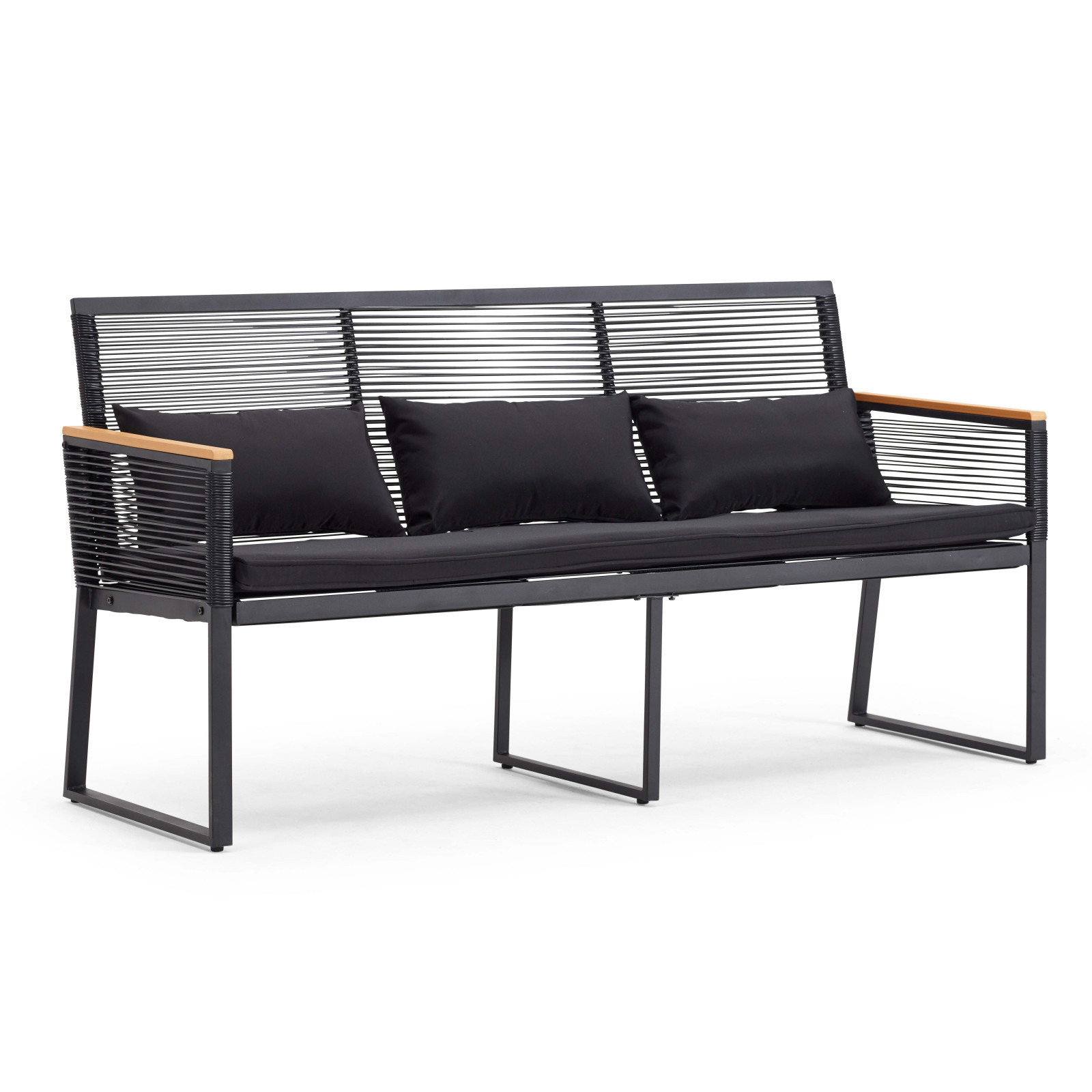 Conjunto de jardín bajo 5 plazas compuesto de un sofá, 2 sillones con reposabrazos y una mesa de centro