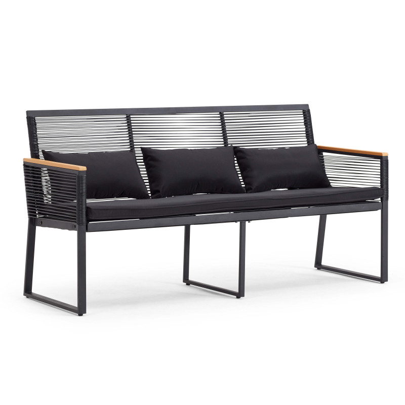 Conjunto de jardín bajo 5 plazas compuesto de un sofá, 2 sillones con reposabrazos y una mesa de centro