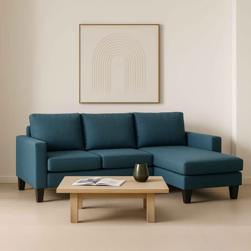 Sofá esquinero de 3 plazas de tela con chaise longue derecha - Lifestyle