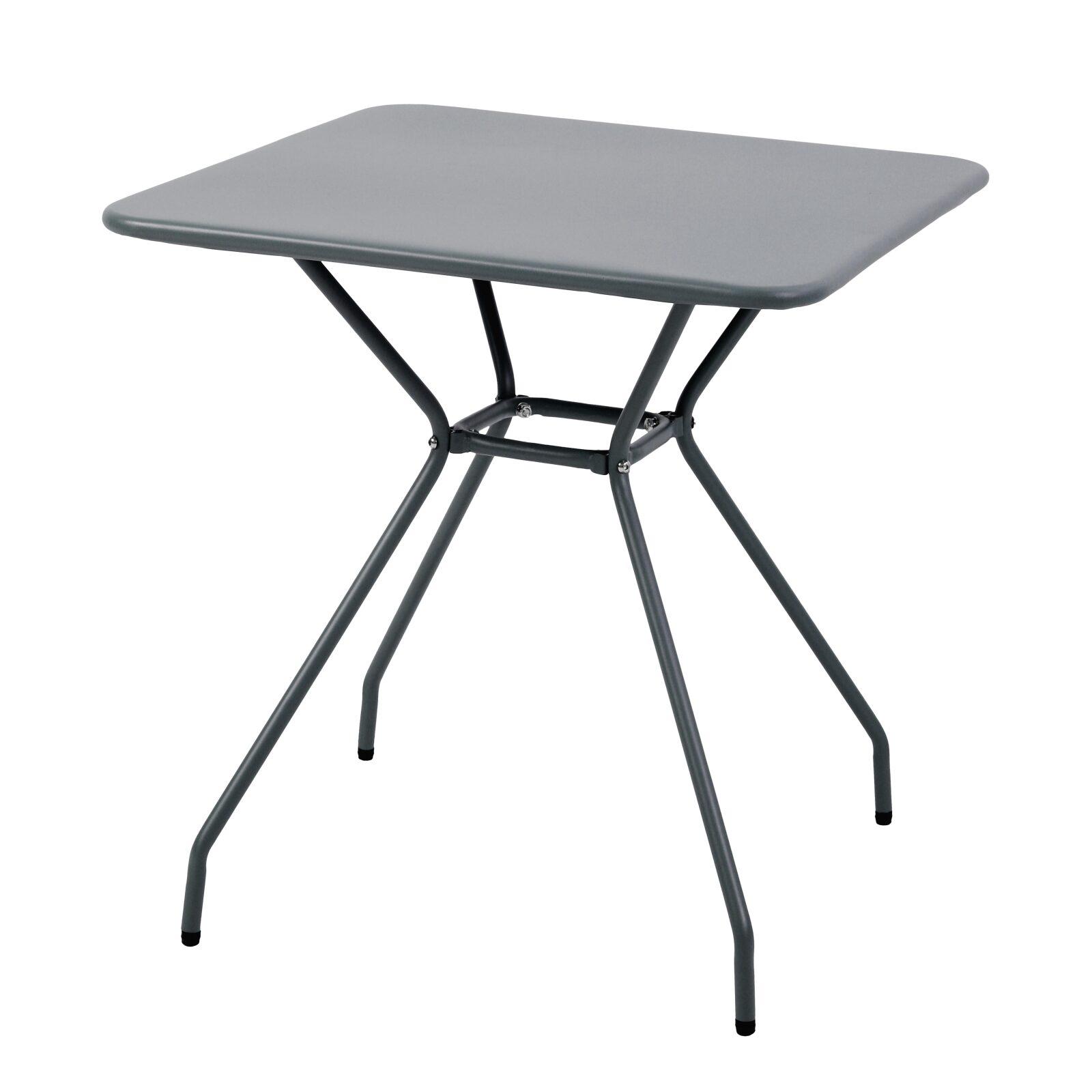 Mesa de jardín cuadrada 70 x 70 x 73 cm y 2 sillas de metal.  