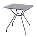 Mesa de jardín cuadrada 70 x 70 x 73 cm y 2 sillas con reposabrazos de metal
