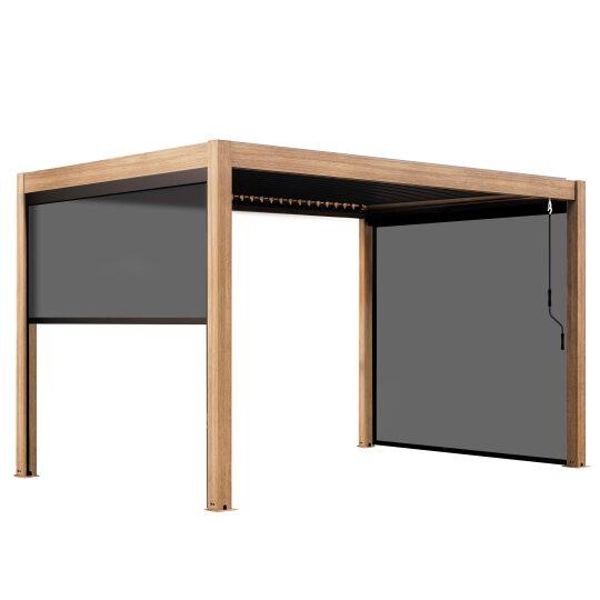 Pérgola bioclimática autoportante 4x3 m aluminio imitación madera 1,2 o 3 persianas