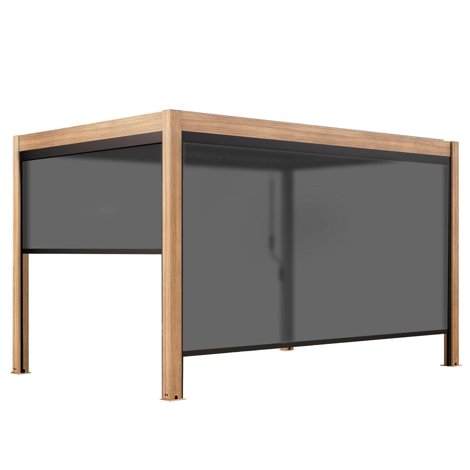 Pérgola bioclimática autoportante 4x3 m aluminio imitación madera 1,2 o 3 persianas