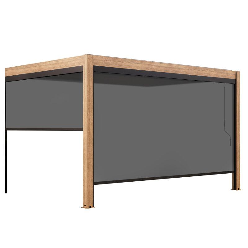 Pérgola bioclimática adosada 4x3m aluminio imitación madera de 1, 2 o 3 persianas