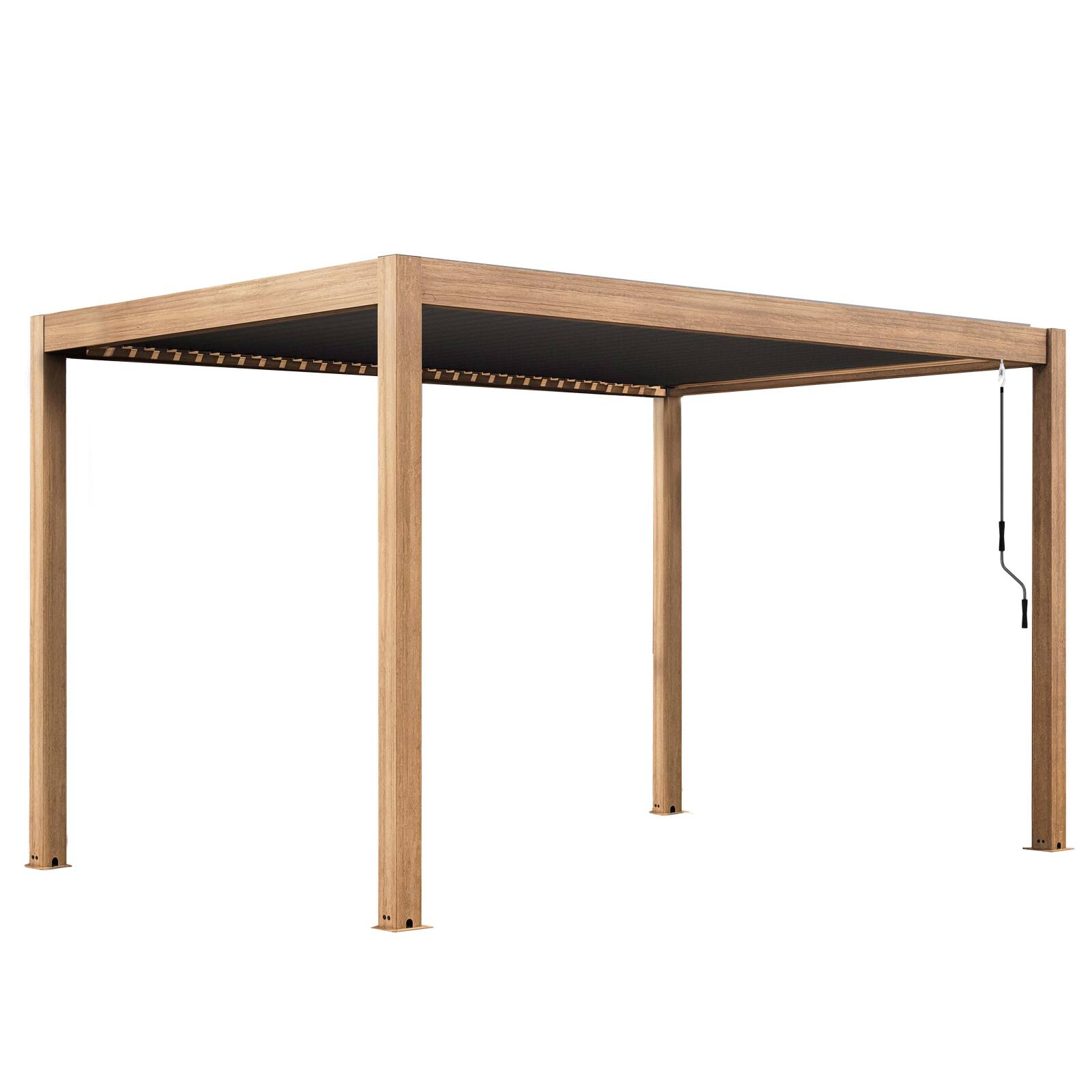 Pérgola bioclimática autoportante 4x3 m aluminio imitación madera