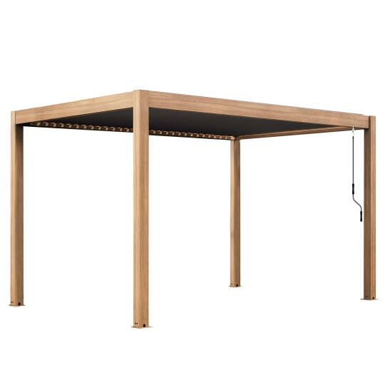 Pérgola bioclimática autoportante 4x3 m aluminio imitación madera