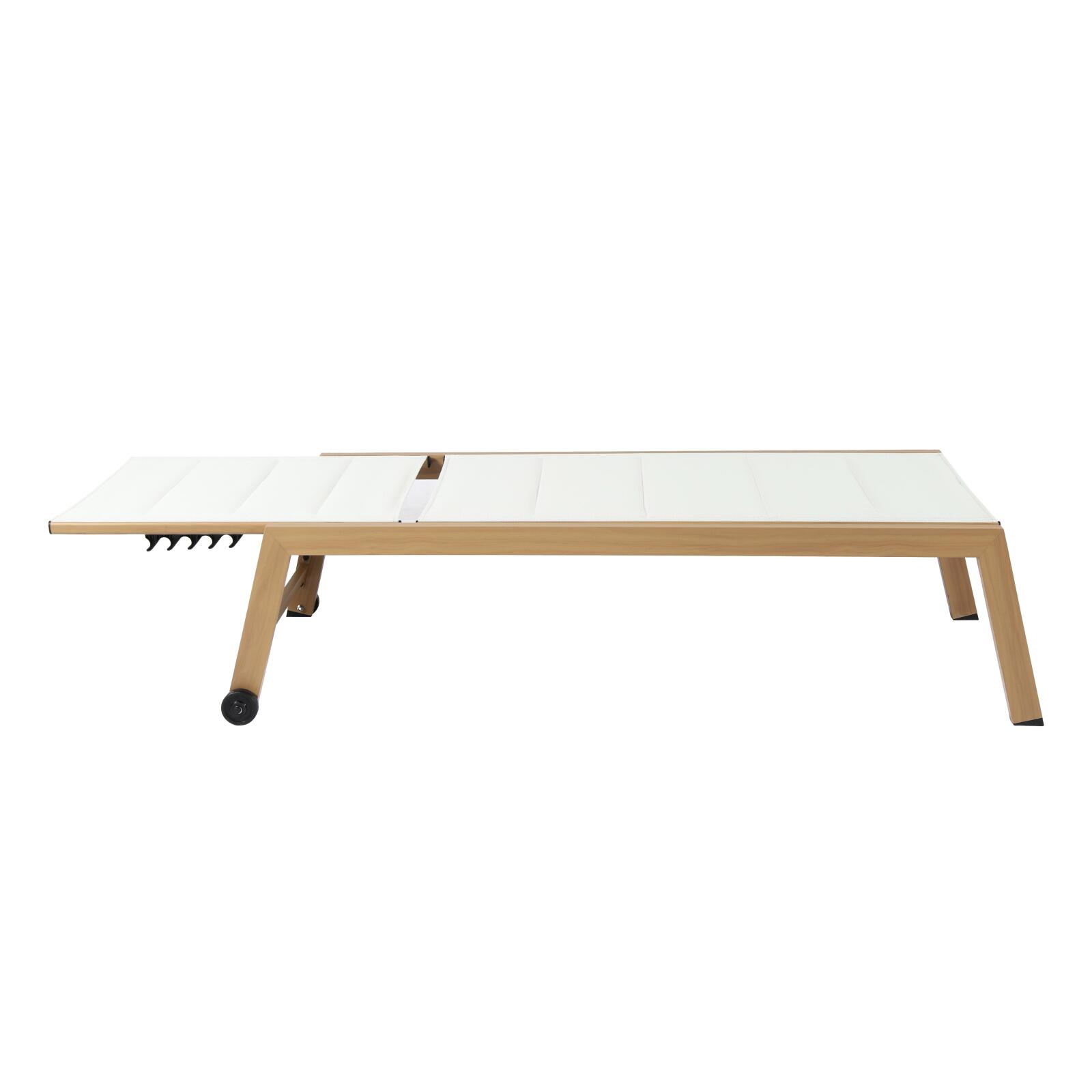 Conjunto de 2 tumbonas de aluminio efecto madera con ruedas, reclinables 5 posiciones